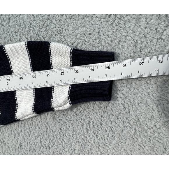 J Crew Oarsman Reverse Jersey Blue White stripe Men Sweater Size Large - Picture 11 of 12